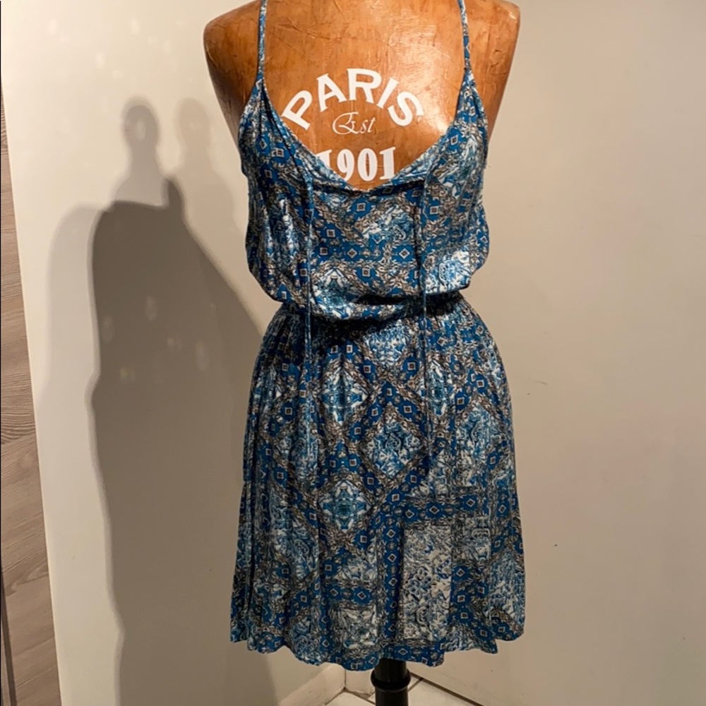 “Pink Rose” casual blue/green sundress